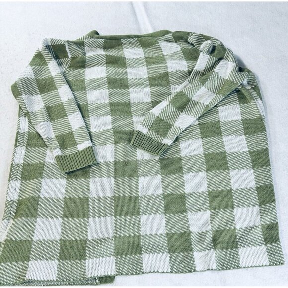 Soho Apparel Green Check Plaid Cardigan Sweater 3XL Open Front - Picture 7 of 7